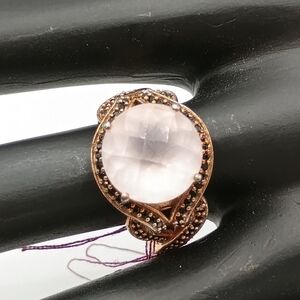 Rose Gold Plated Sterling Silver and Pink Gemstone Ring Size 7